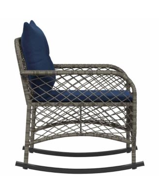 Patio Rocking Chair with Cushions Gray Poly Rattan