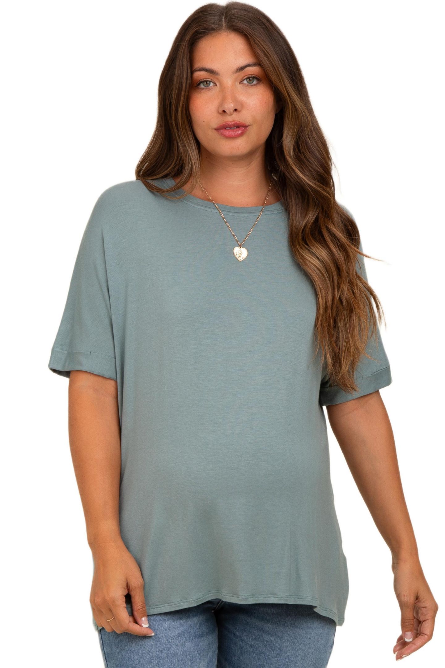 Женская футболка Pinkblush Light Olive Relaxed Fit, цвет: Светлый оливковый — фото 1