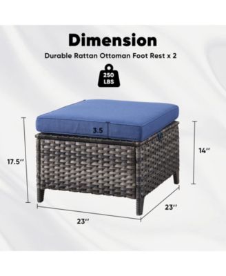 Gymojoy ArcLine PE Wicker Outdoor Patio Ottoman with Olefin Cushions