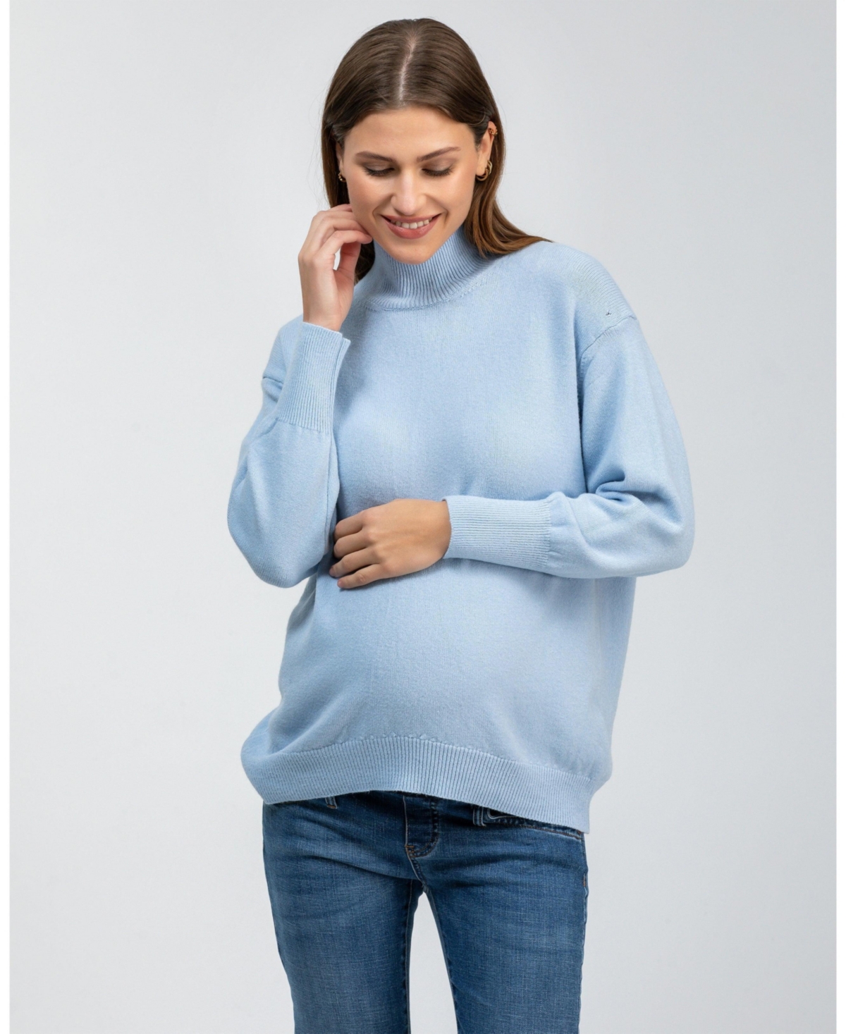 Pietro Brunelli Maternity Relaxed Turtleneck Regina Sweater with Long Sleeves