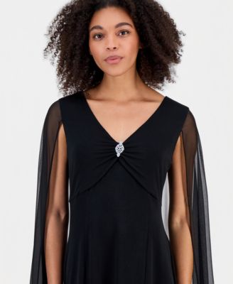 Women's Rhinestone-Trim Cape-Overlay Dress
