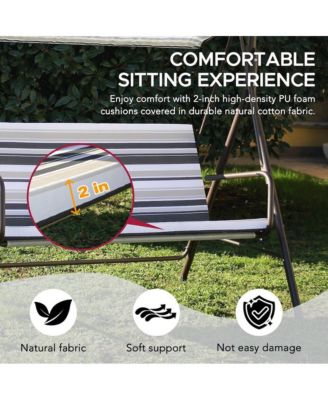 2-Seat Patio Metal Proch Swing With Adjustable Canopy