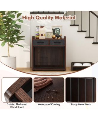 Industrial Dog Crate Indoor Doge Kennel w/Wide Countertop 2 Fabric Drawers