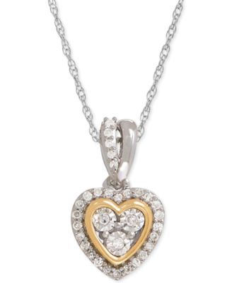 10kt White Gold Womens Round Diamond Small outlet Dainty Heart Pendant 1/10 Cttw