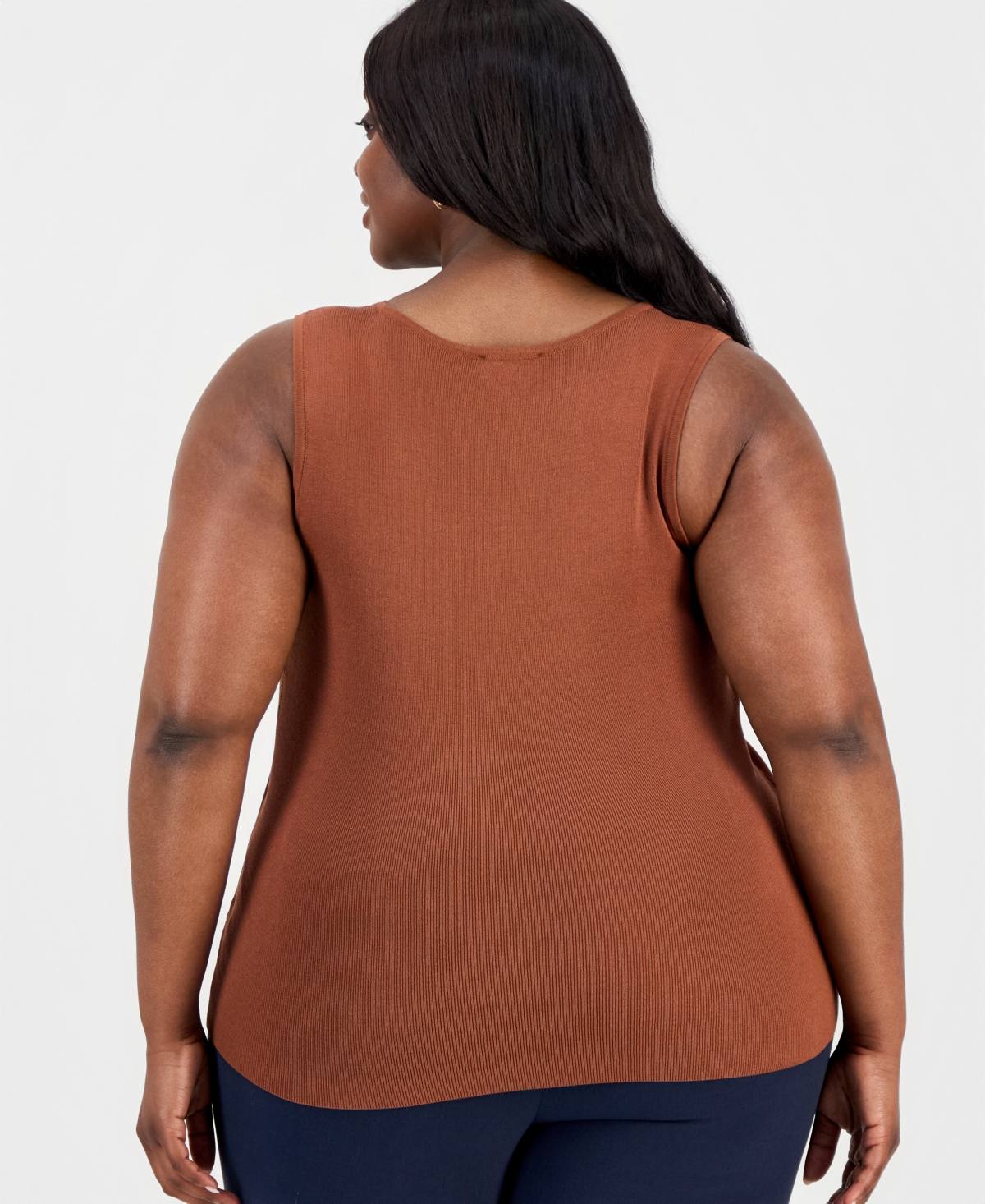 Tahari Asl Plus Size Sleeveless Sweater In Brown