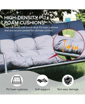 3-Person Deluxe Outdoor Patio Garden Steel Frame Swing