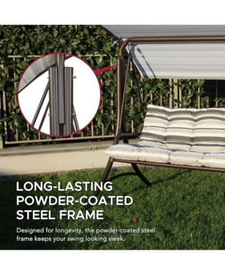 3-Person Deluxe Outdoor Patio Garden Steel Frame Swing