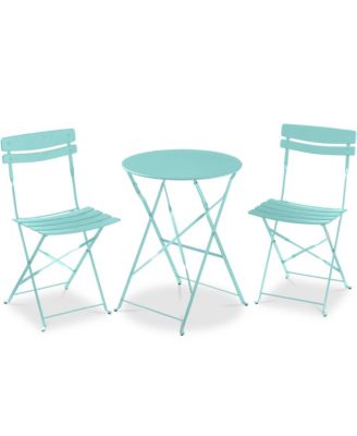 3-Piece Folding Patio Bistro Set with 2 Chairs and Table