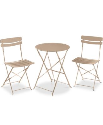 3-Piece Folding Patio Bistro Set with 2 Chairs and Table