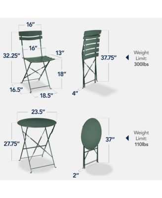 3-Piece Small Bistro Set, Folding Patio Furniture Set of 2 Chairs and Table