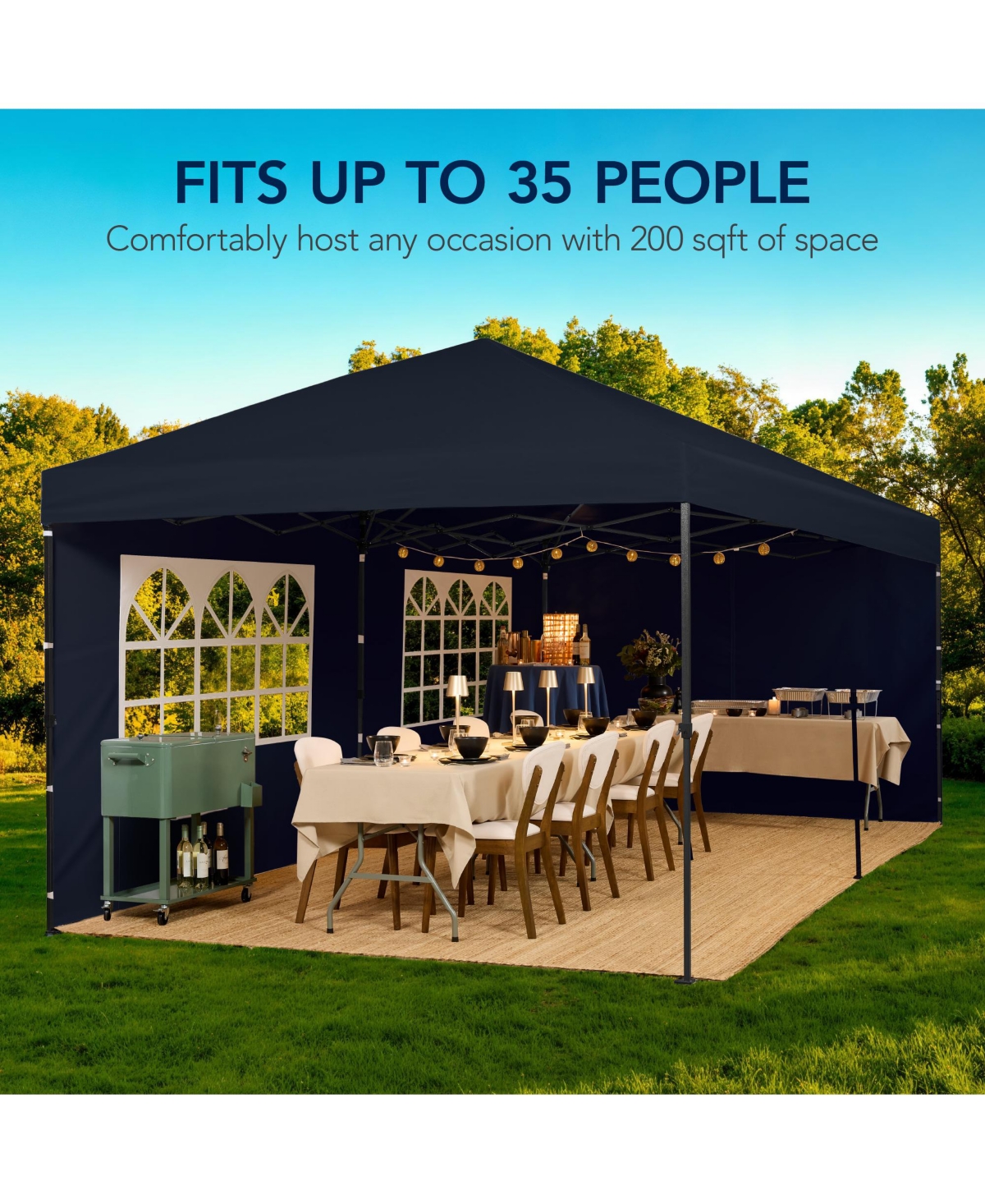 Best Choice Products 10x20ft Party Tent Pop Up Canopy Easy Setup w/ 1-Button Setup, Wheeled Case, 4 Weight Bags