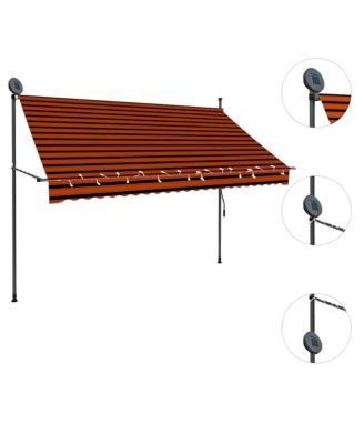 Retractable Awning Orange and Brown Polyester with PU coating, Steel