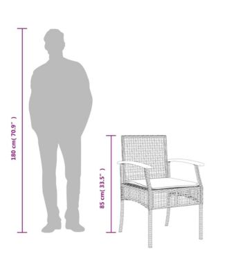 Garden Chair Set of 2 Grey and Brown PE rattan Medium