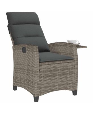 Reclining Garden Chair Grey PE rattan Medium Height-Adjustable