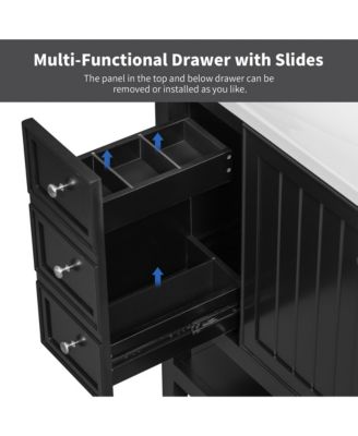 Bathroom Vanity without Sink Cabinet Base Only One Cabinet and three Drawers Black