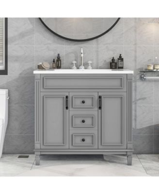 36inch Bathroom Vanity with Top Sink Modern Bathroom Storage Cabinet with 2 Soft Closing Doors and 2 Drawers Single Sink Bathroom Vanity