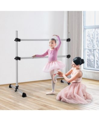 4 Feet Double Ballet Barre Bar with Adjustable Height-Silver