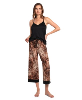 Women's 3-Piece Leopard Skin Knit Pajama Set