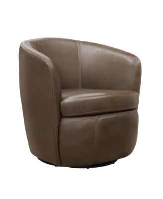 Vintage Brown 100% Italian Leather Swivel Club Chair Two Pack