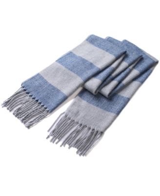 Men's Scarf Soft Knit Winter Scarves Plaid Striped or Solid Neck Covering Long Warm Stylish