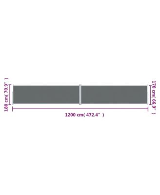 Side Awning Anthracite Polyester with PU coating, Steel, Aluminum