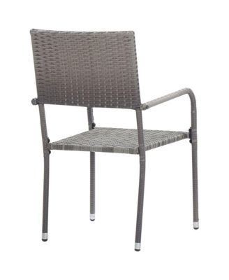 Garden Dining Chair Set of 2 Grey Poly Rattan, Steel Standard