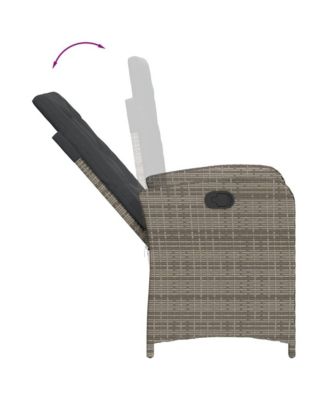 Reclining Garden Chair set of 2 Grey PE rattan Standard