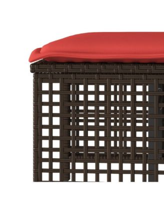 4 Piece Patio Sofa Set with Cushions Brown Poly Rattan Glass