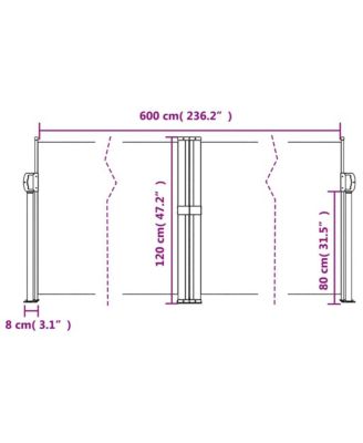 Retractable Side Awning Anthracite Polyester with PU coating