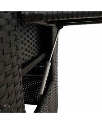 Reclining Garden Chair Black PE rattan Standard Foldable