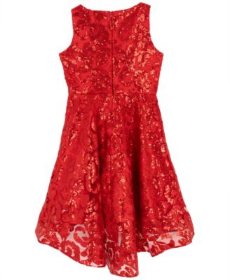 Girls' 7-16 Embroidered A-Line Hi-Low Dress