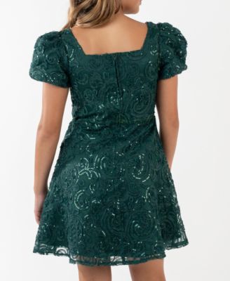 Girls' 7-16 Soutache Short Sleeve A-Line Dress