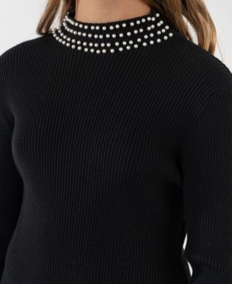 Girls' 7-16 Embellished Sweater Dress