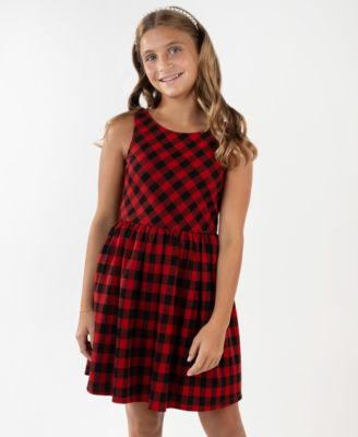Girls' 7-16 Plaid Coat and Dress, 2-Piece Set