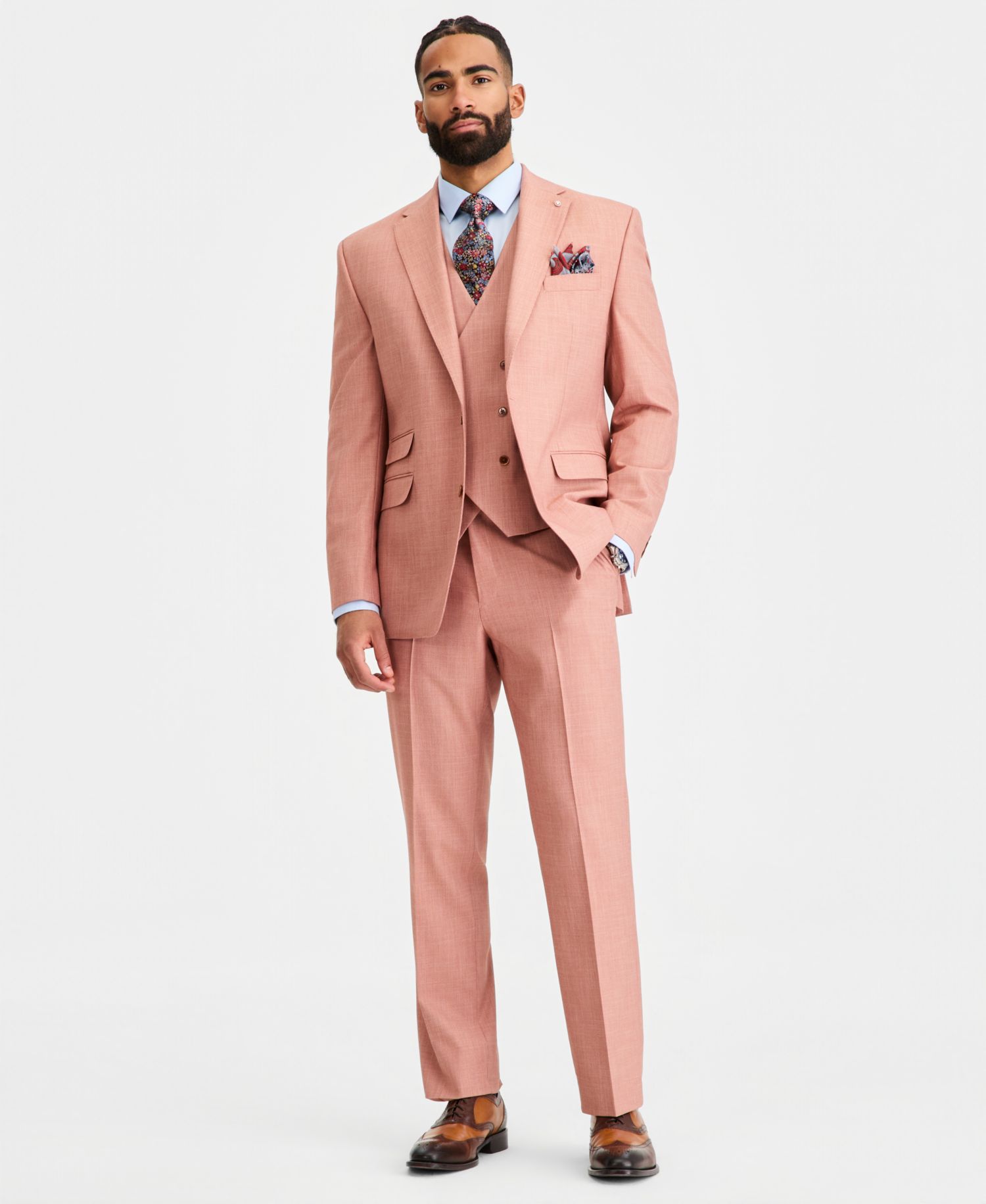 Men's Classic-Fit Rust Solid Suit Separates Pants