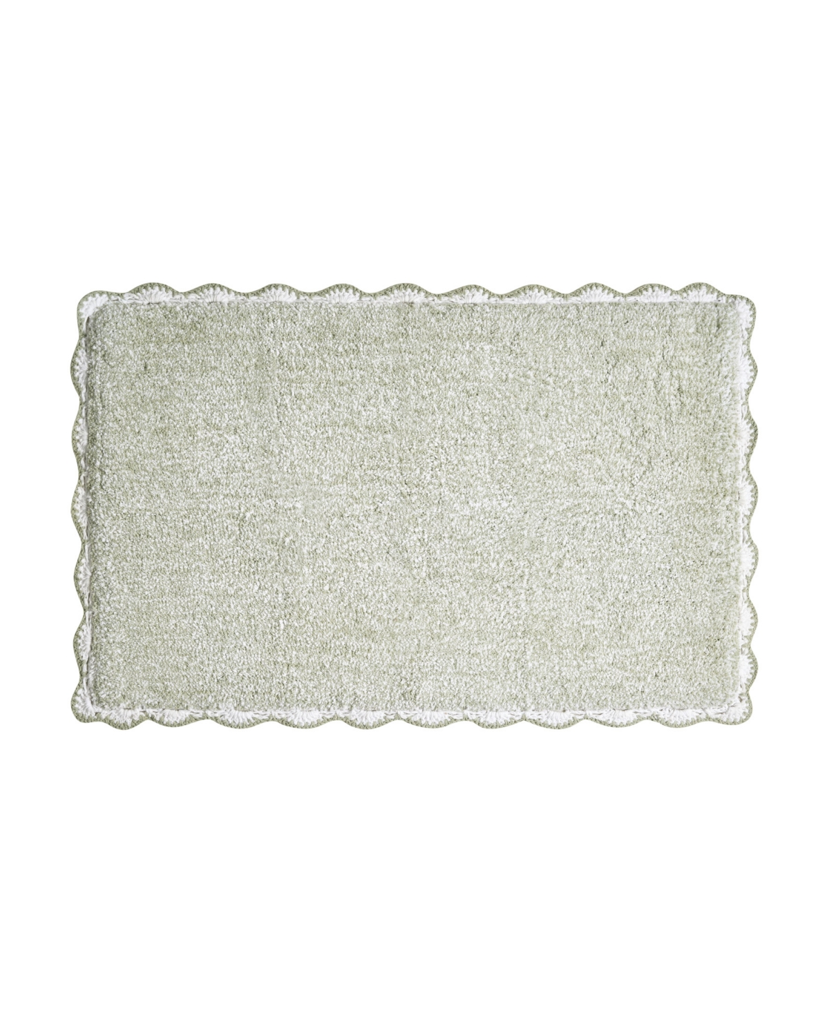 Laura Ashley Heathered Crochet Border Cotton Bath Rug, 20" X 32" In Green