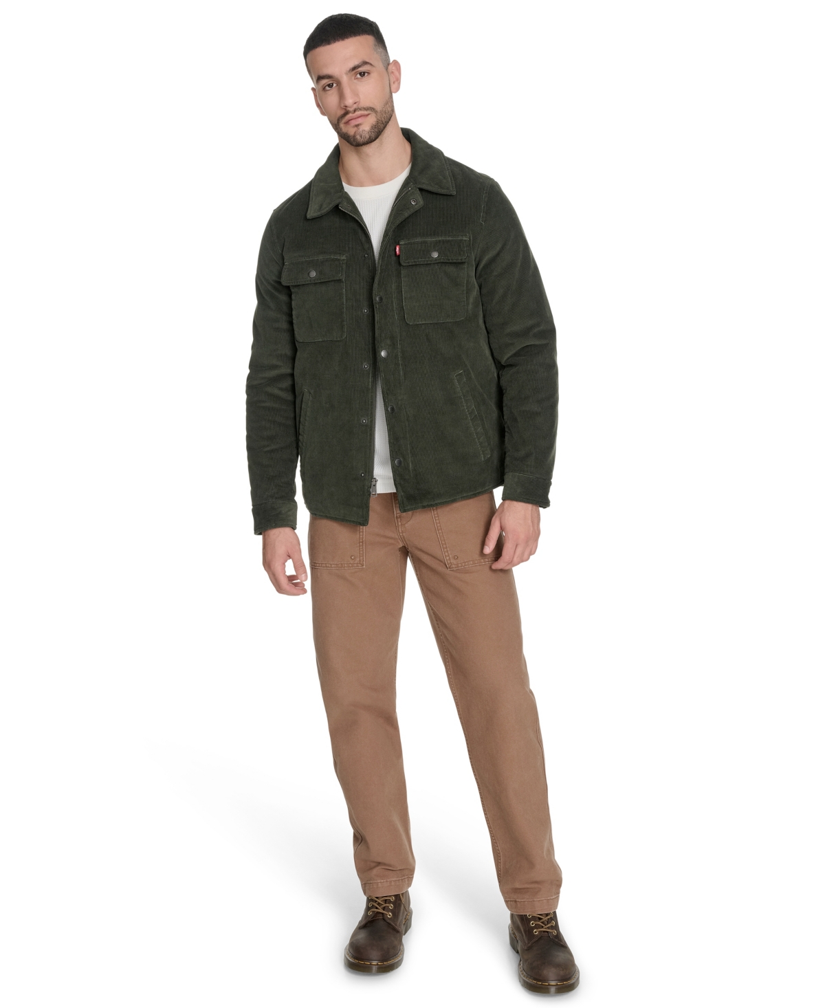 Levi's Men's Corduroy Plaid Lining Shirt Jacket In Green