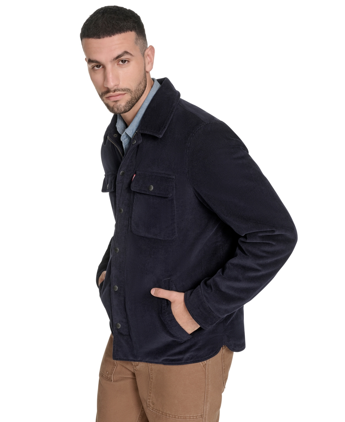 Levi's Men's Corduroy Plaid Lining Shirt Jacket In Blue