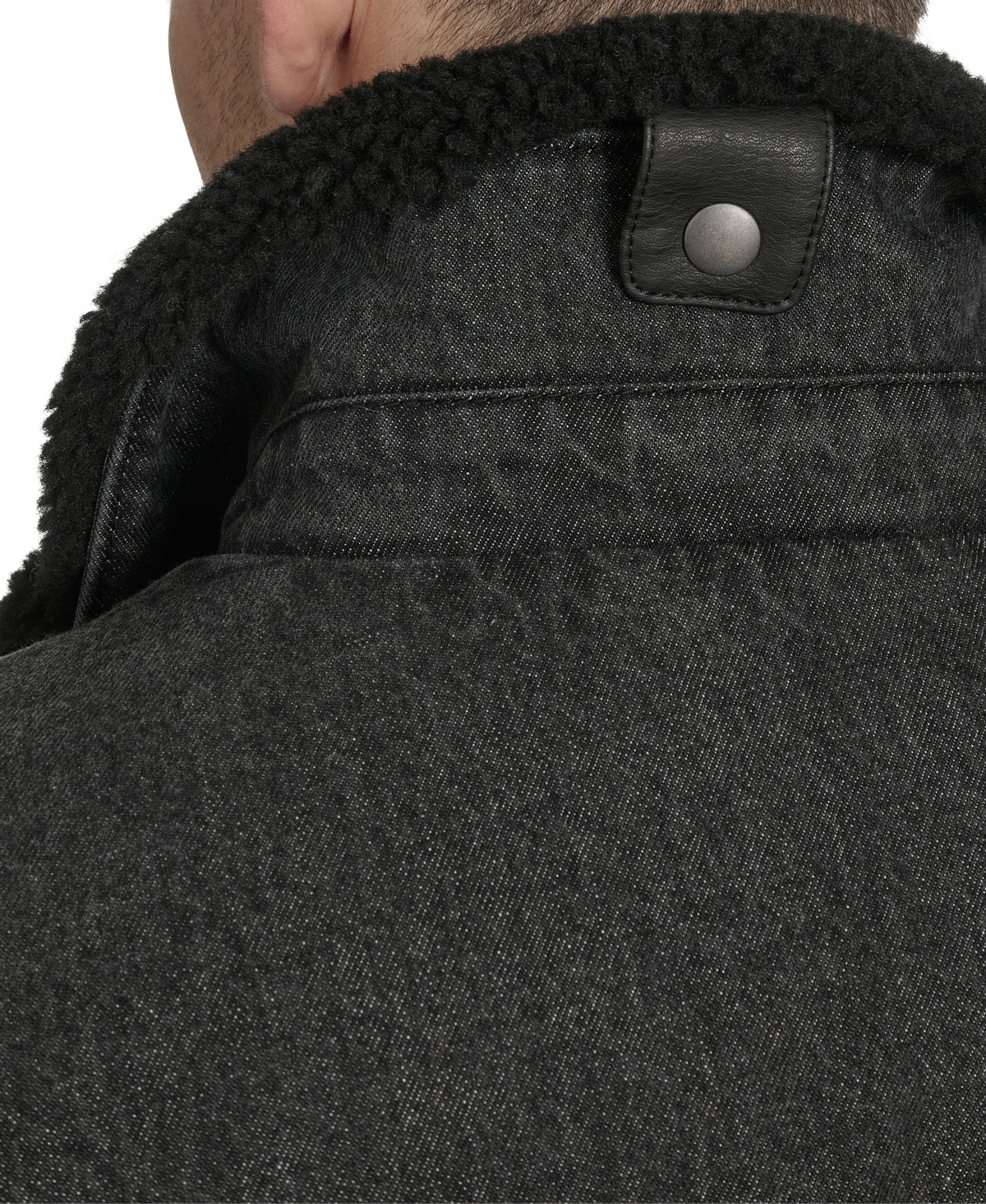 Levi's Western Denim Jacket With Removable Faux Shearling Collar In Black