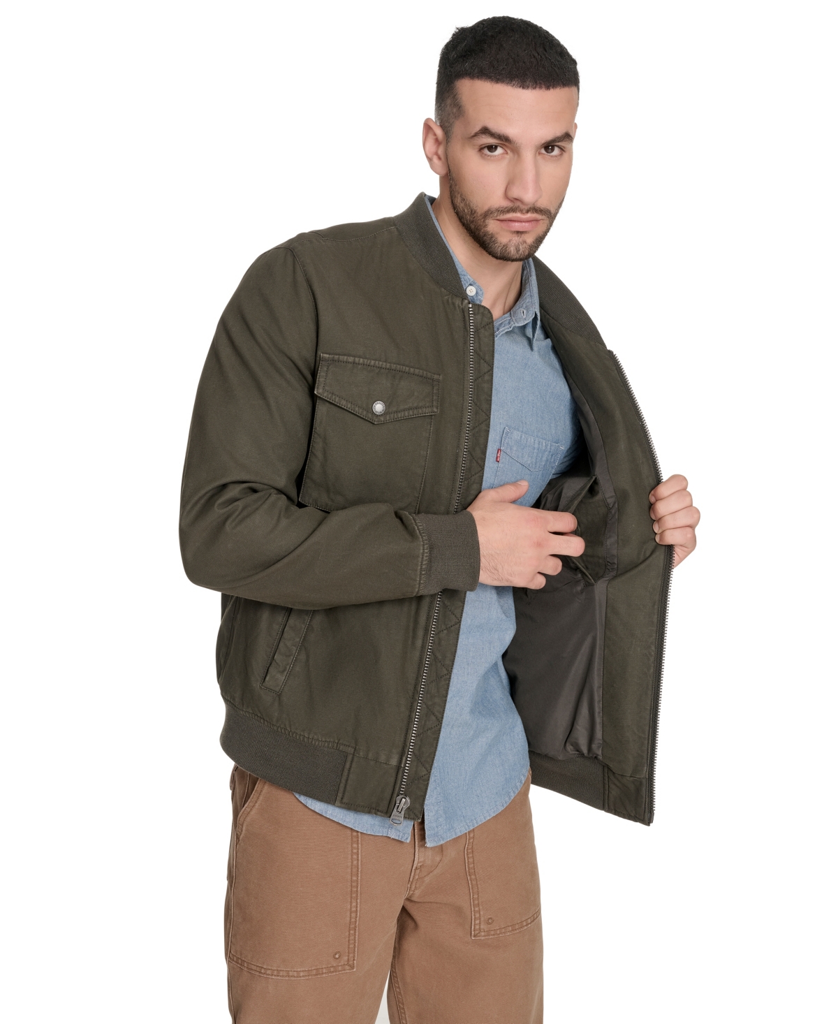 Levi's Men's Cotton Military Bomber In Green