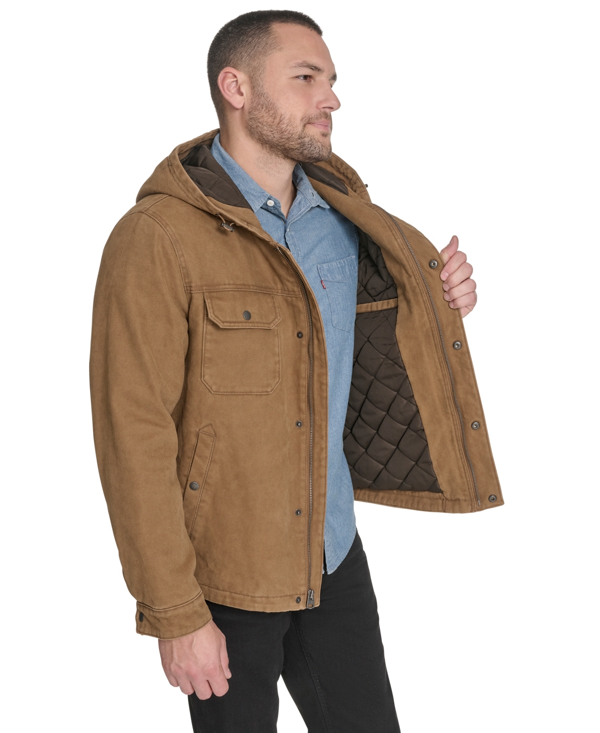 Levi's Men's Cotton Canvas Hood Jacket In Brown