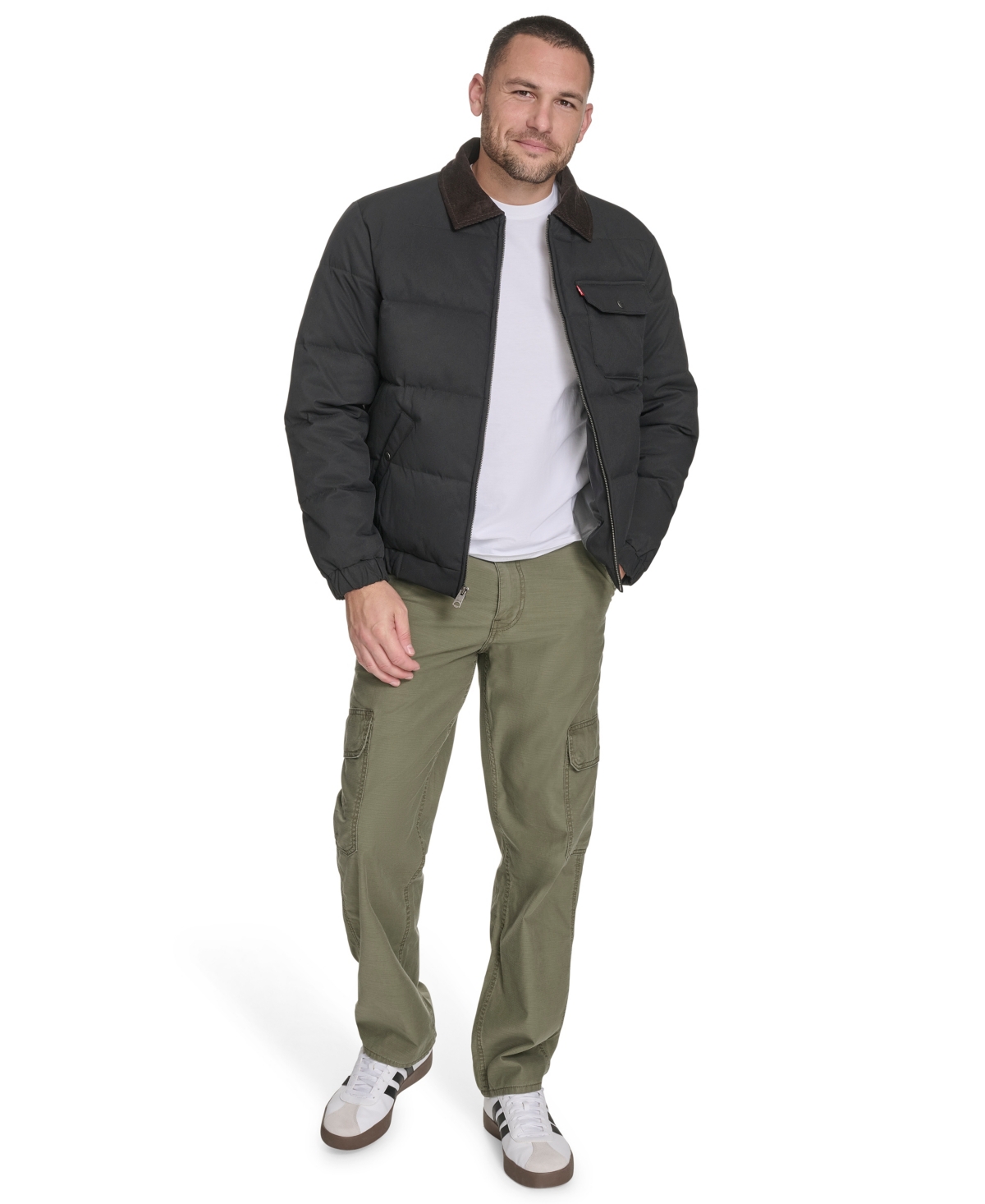 Levi's Men's Quilted Corduroy Collar Depot Jacket In Black