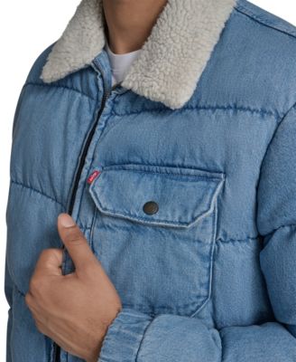 Men's Denim Quilted Sherpa Collar Jacket