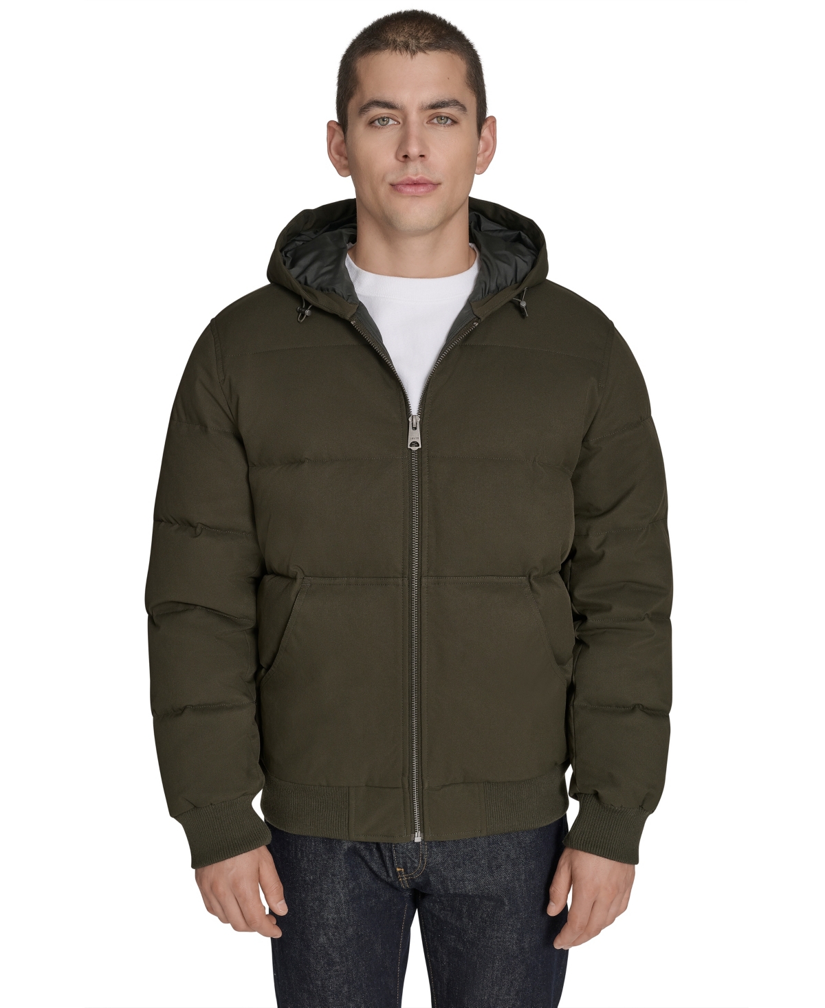 Levi's Quilted Puffer Hoodie Bomber Jacket In Green