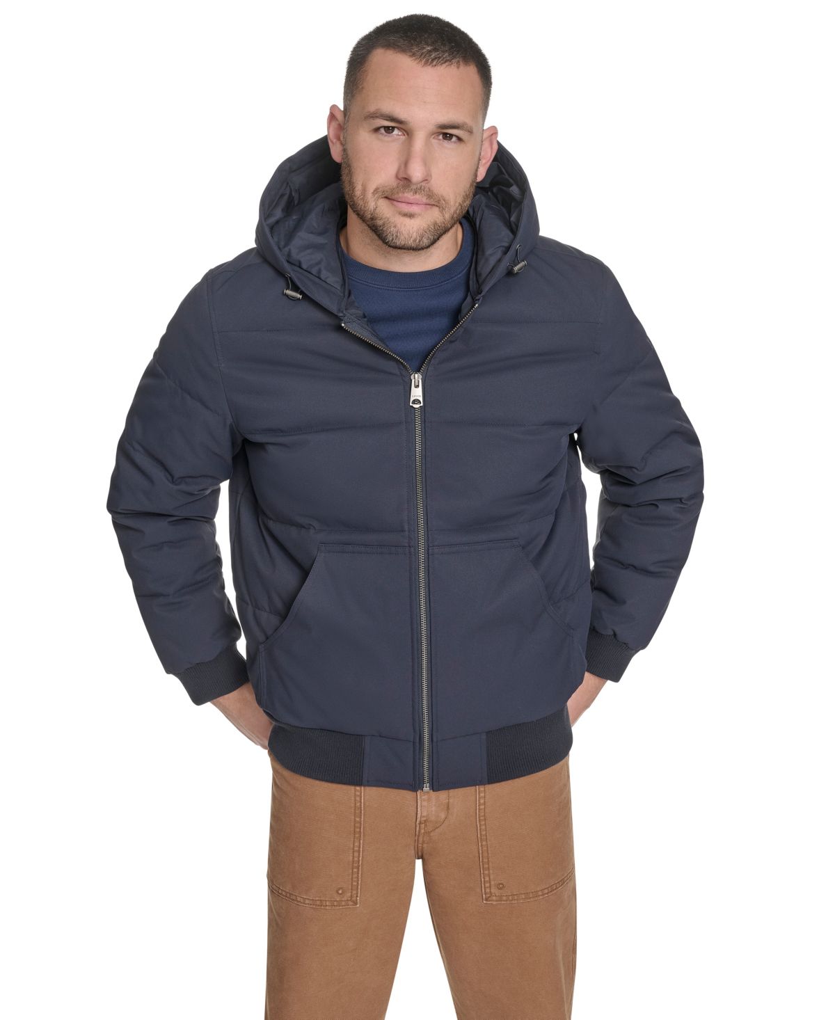 Мужская стеганая куртка-бомбер с капюшоном