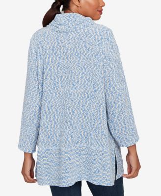 Plus Size Cowl Neck Spacedye Chenille Knit Top