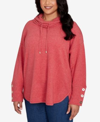 Plus Size Cowl Neck Cozy Hatchi Drawstring Top