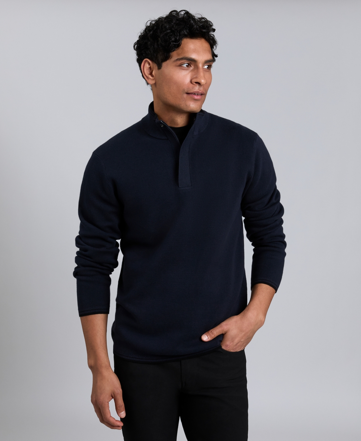 Kenneth Cole Men's Quarter Zip Sweater In Brown