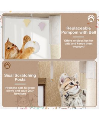 59 inch Cat Tree w/ Litter Box Enclosure w/ Hidden Washroom Scratching Posts