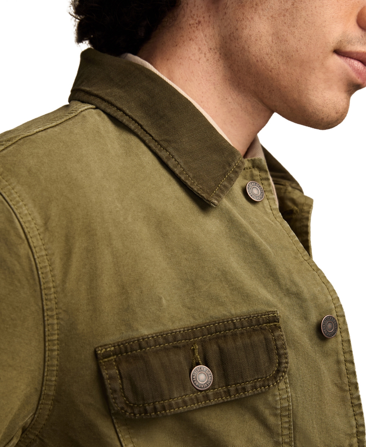 Lucky Brand Men's Jungle Green Long Sleeve Spread Collar Jacket In Brown
